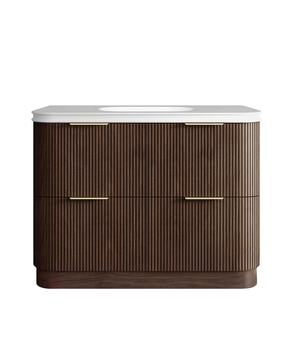 Otti Havana Fluted 1200mm Sable Walnut Floorstanding Curve Vanity