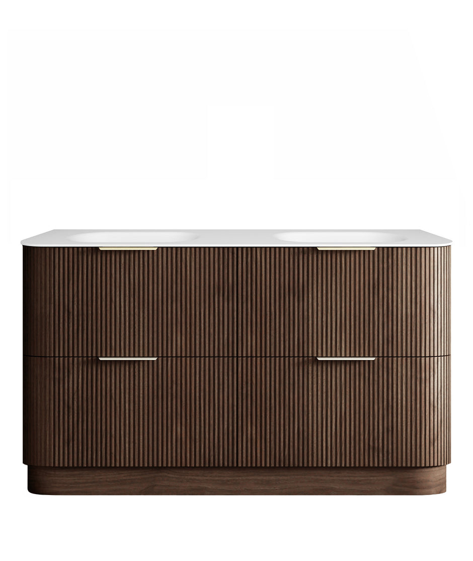Otti Havana Fluted 1500mm Sable Walnut Floorstanding Curve Vanity