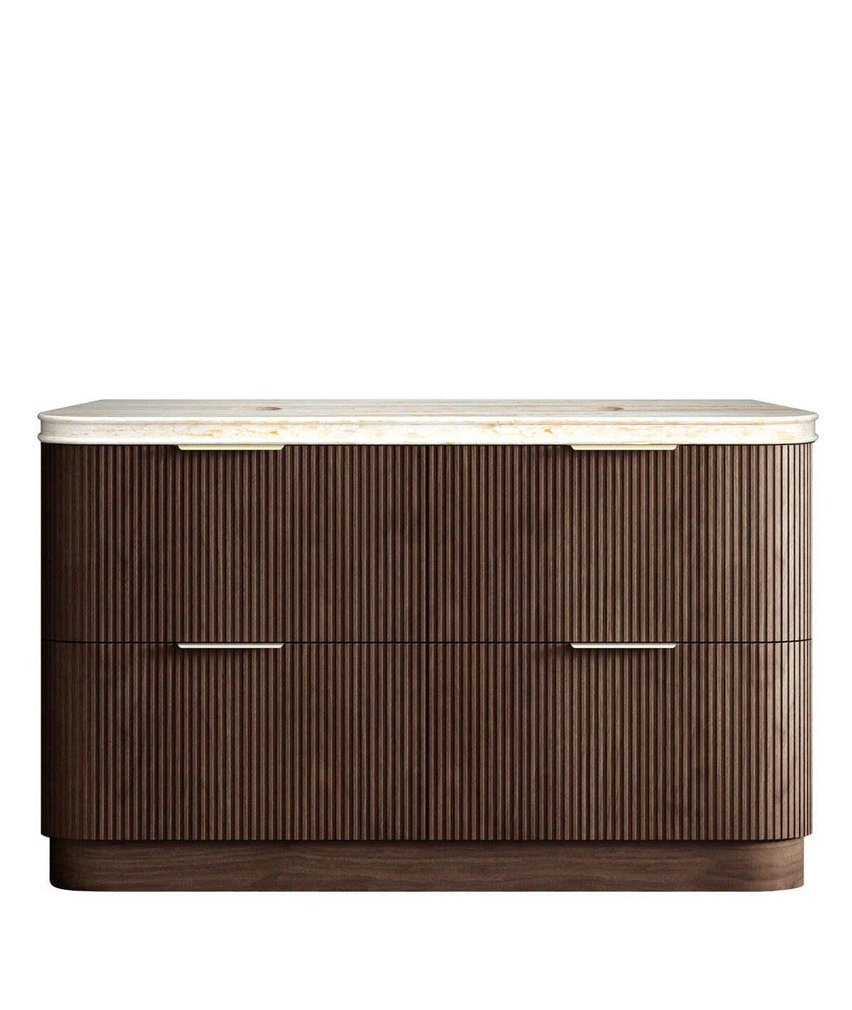 Otti Havana Fluted 1500mm Sable Walnut Floorstanding Curve Vanity