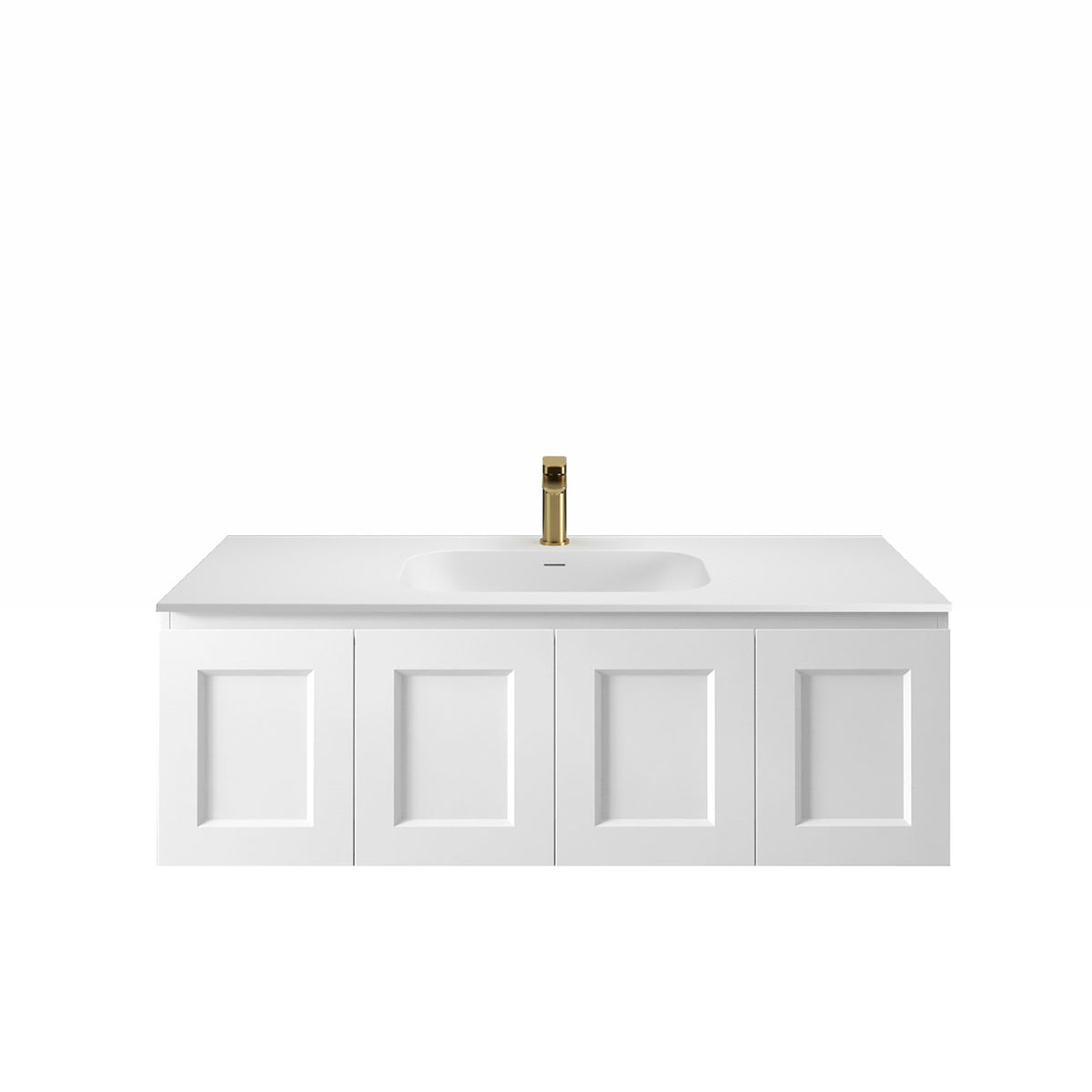Hampton Mark II 1200mm Satin White Wall Hung Vanity 12mm Moulded Top (Chloe Silk)