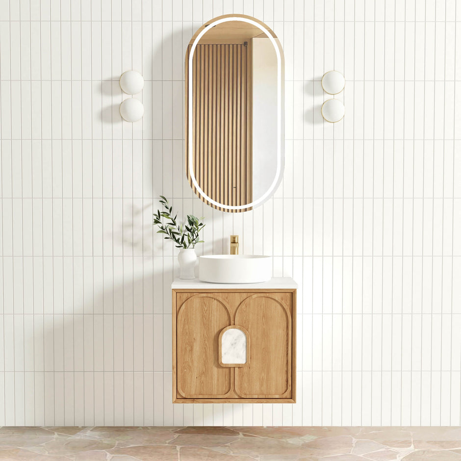 Laguna 600mm Natural American Oak Wall Hung Vanity
