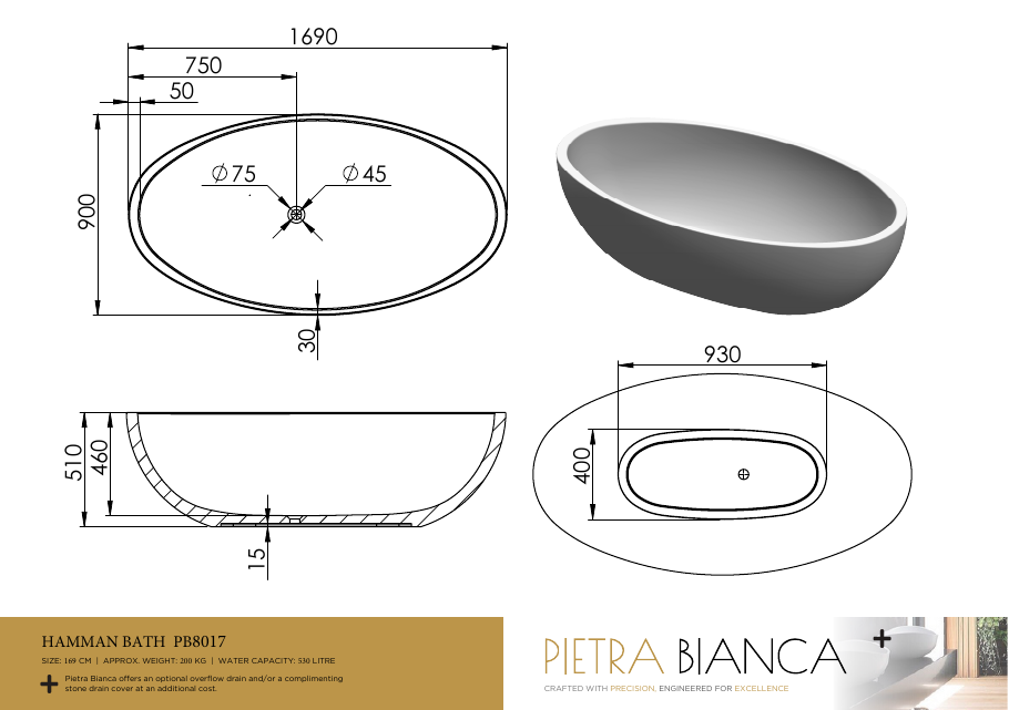 Pietra Bianca specification sheet