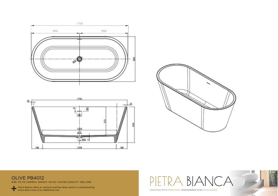 Pietra Bianca specification sheet