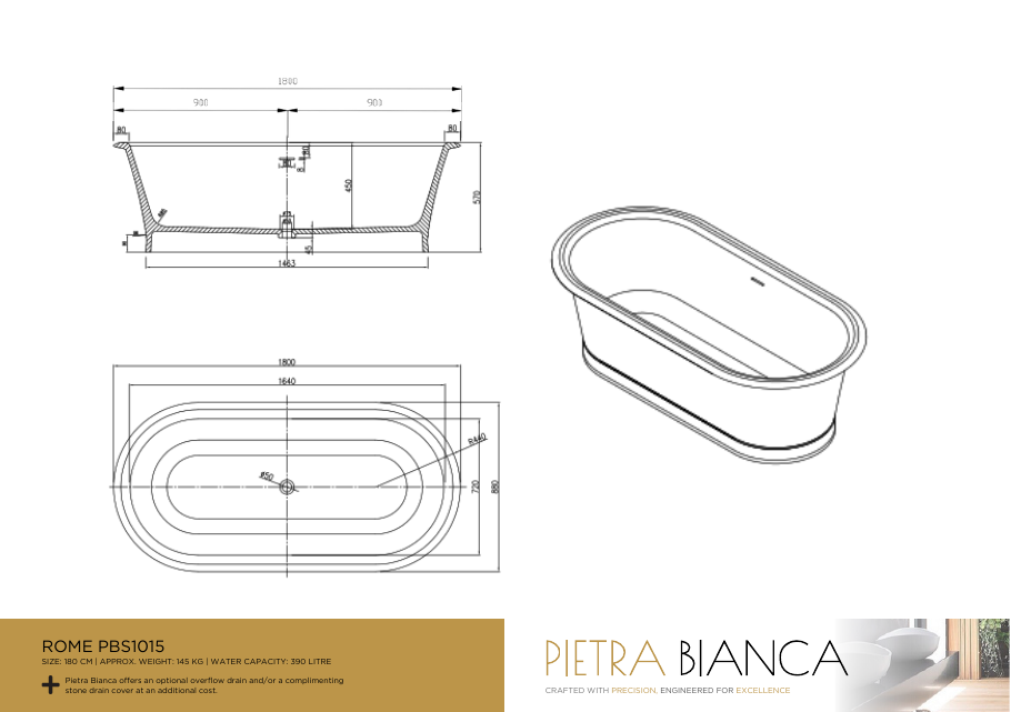 Pietra Bianca specification sheet
