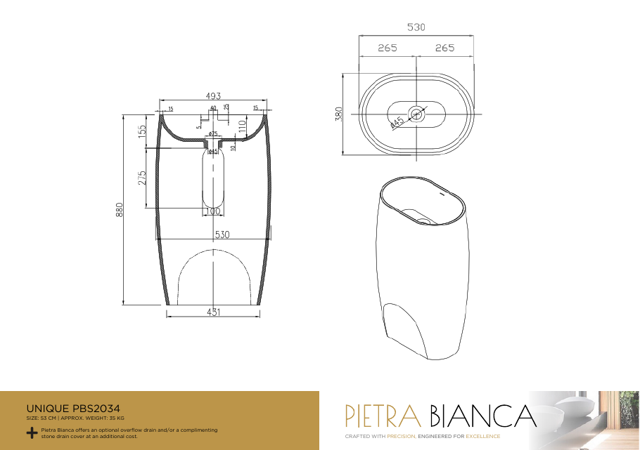 Pietra Bianca specification sheet