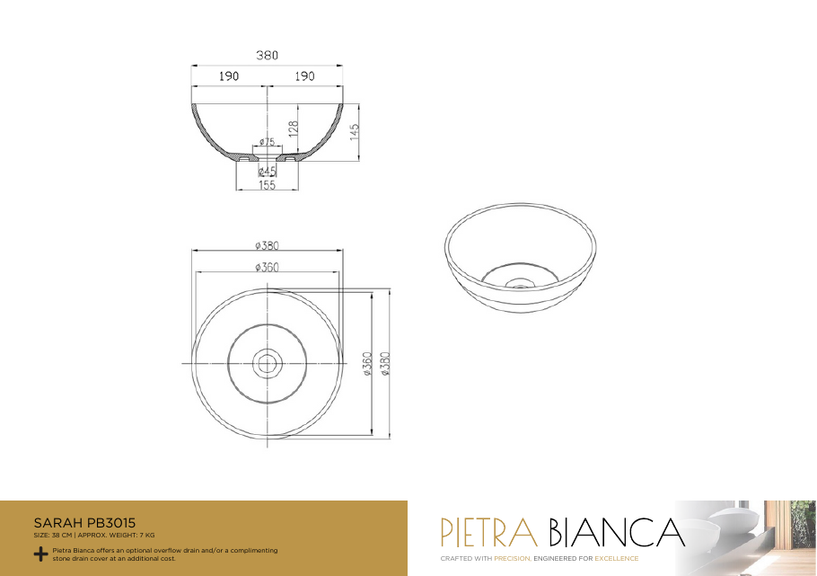 Pietra Bianca specification sheet