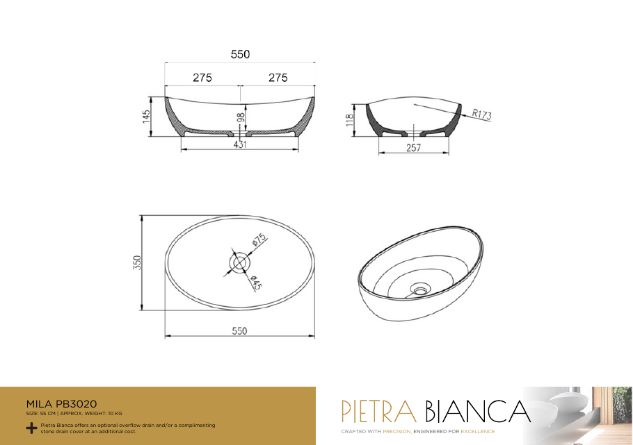Pietra Bianca specification sheet