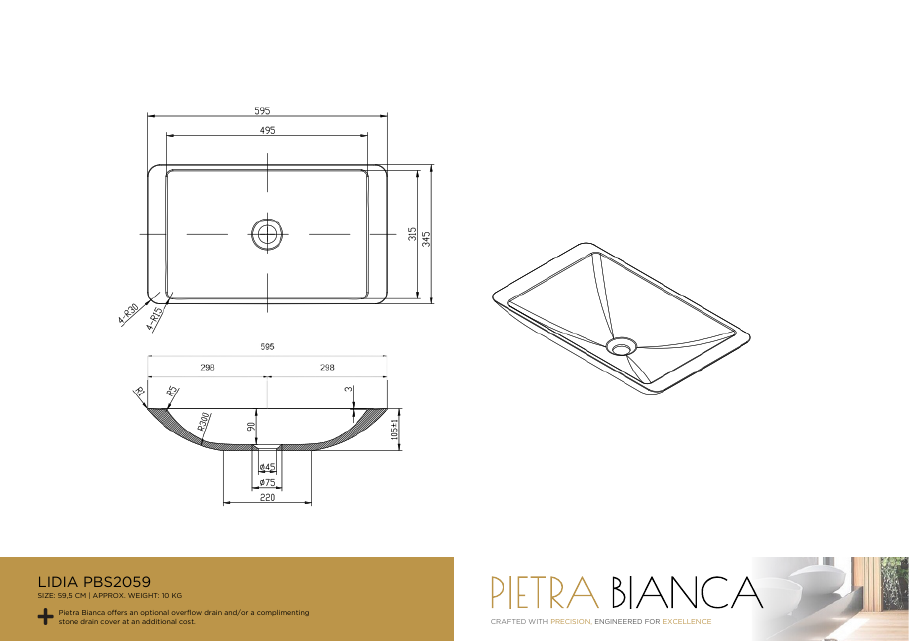 Pietra Bianca specification sheet
