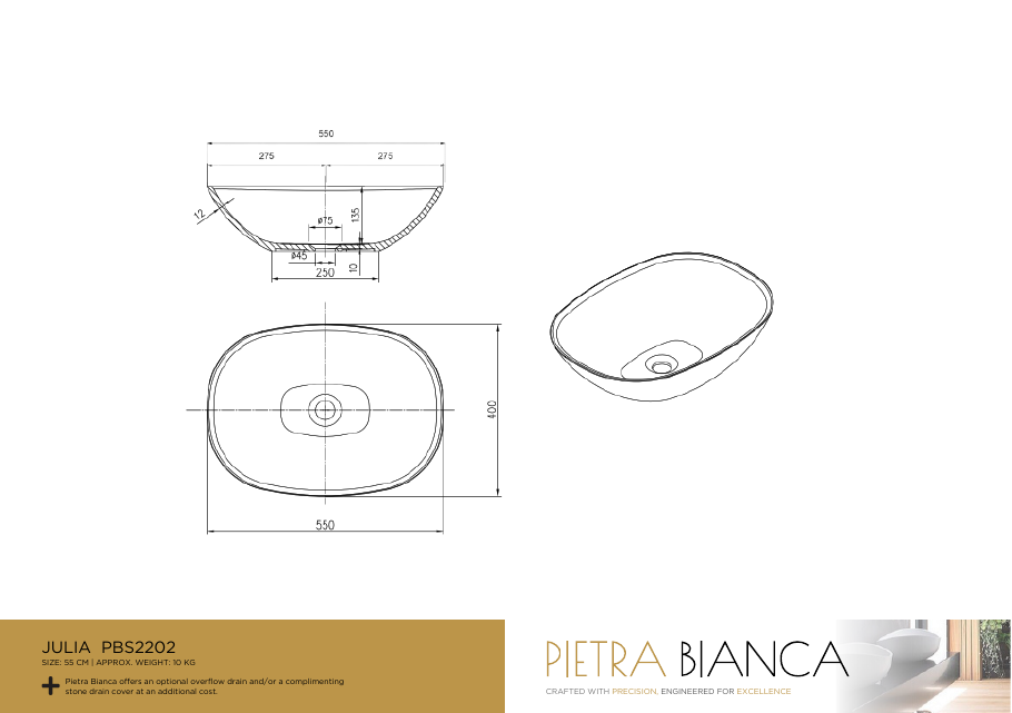 Pietra Bianca specification sheet