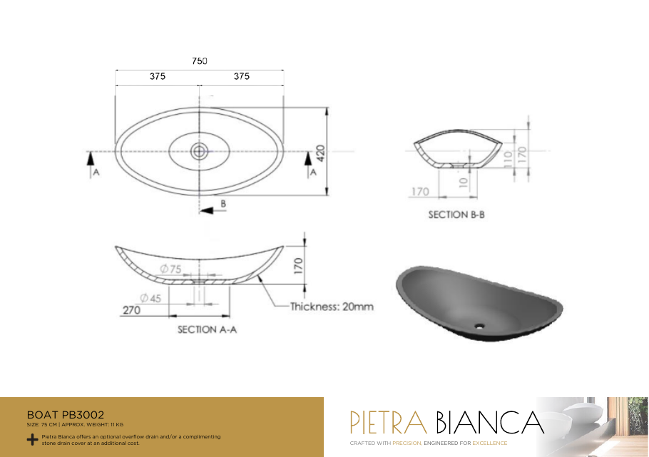 Pietra Bianca specification sheet