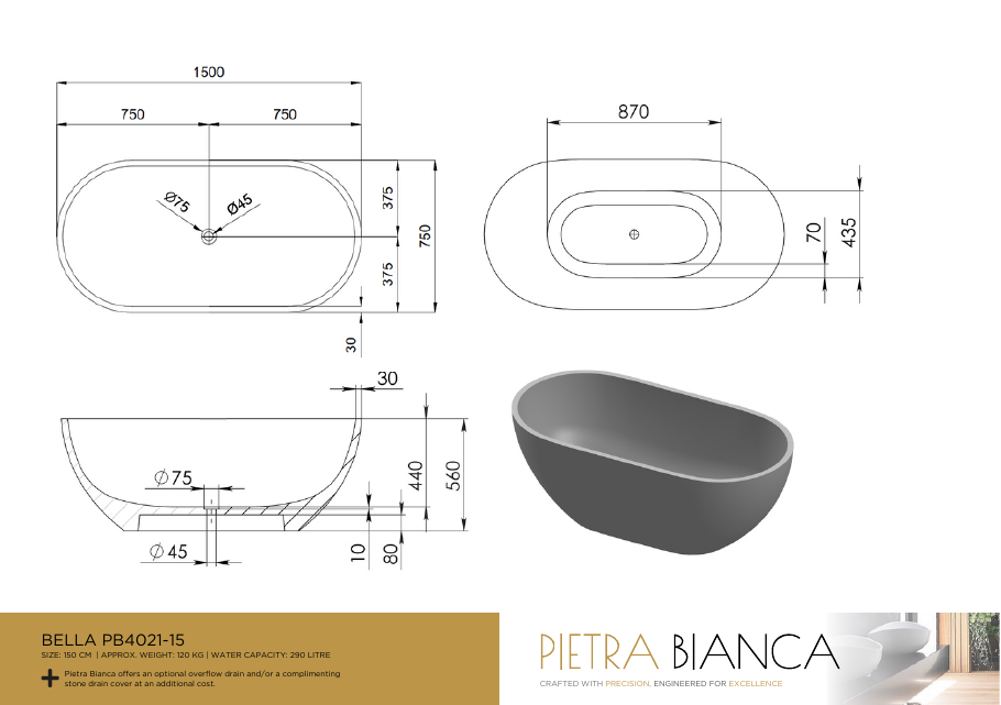 Pietra Bianca specification sheet
