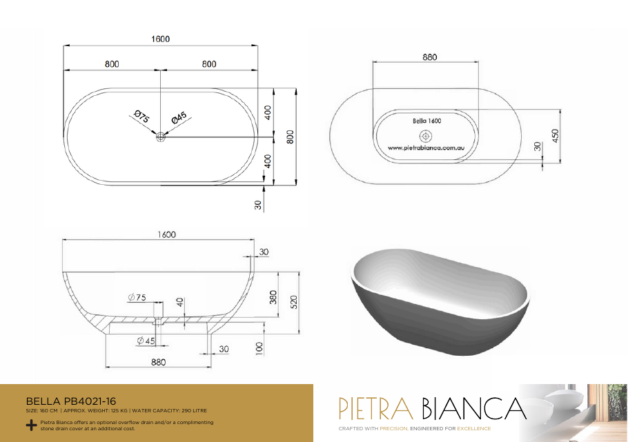 Pietra Bianca specification sheet