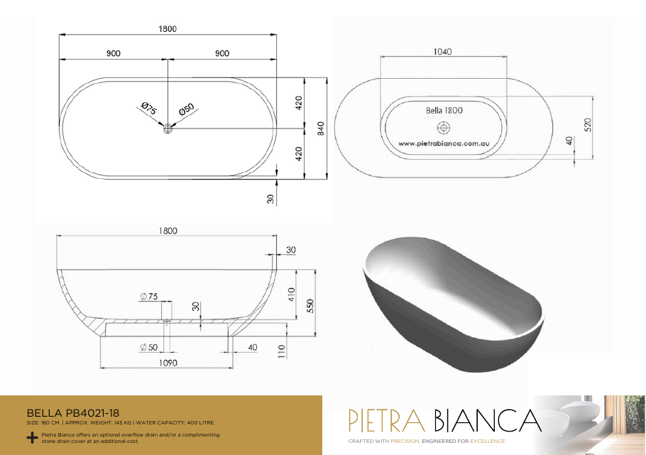 Pietra Bianca specification sheet