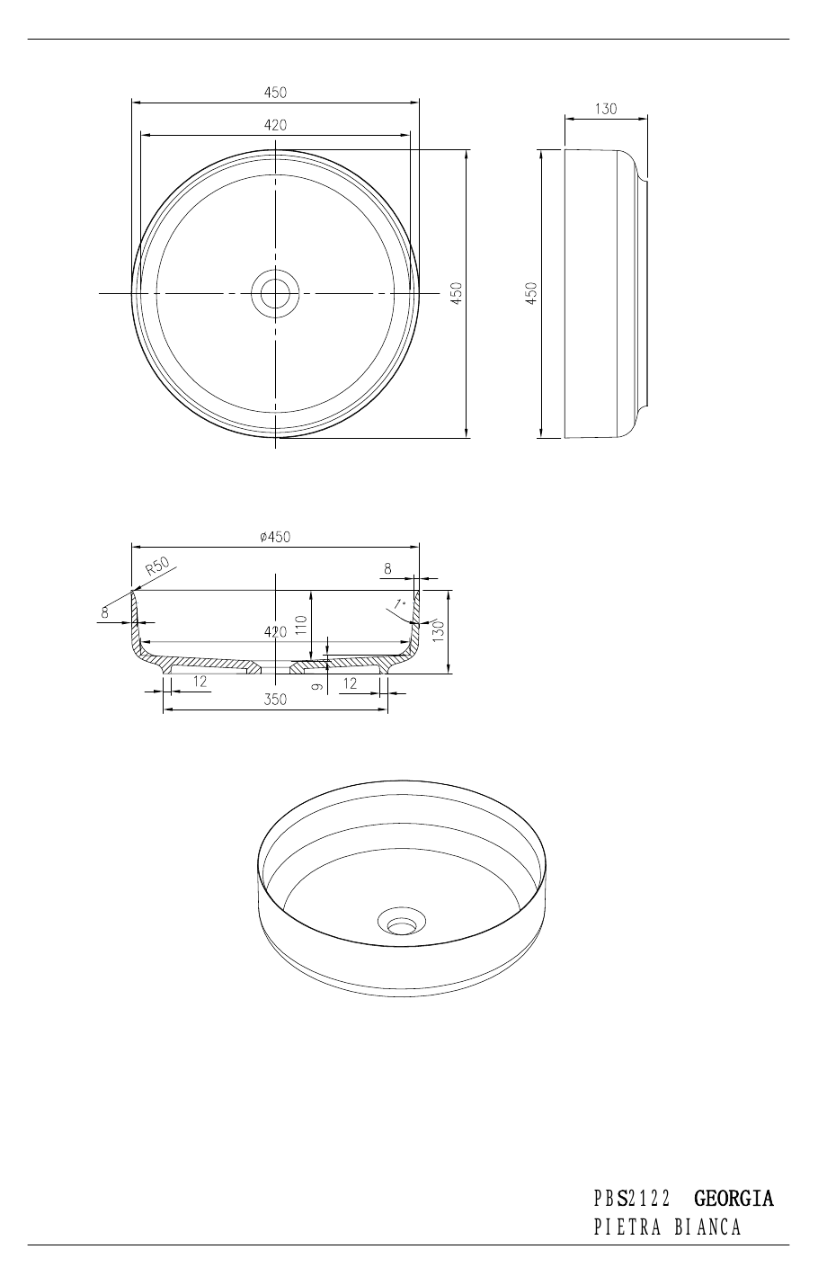 Pietra Bianca specification sheet