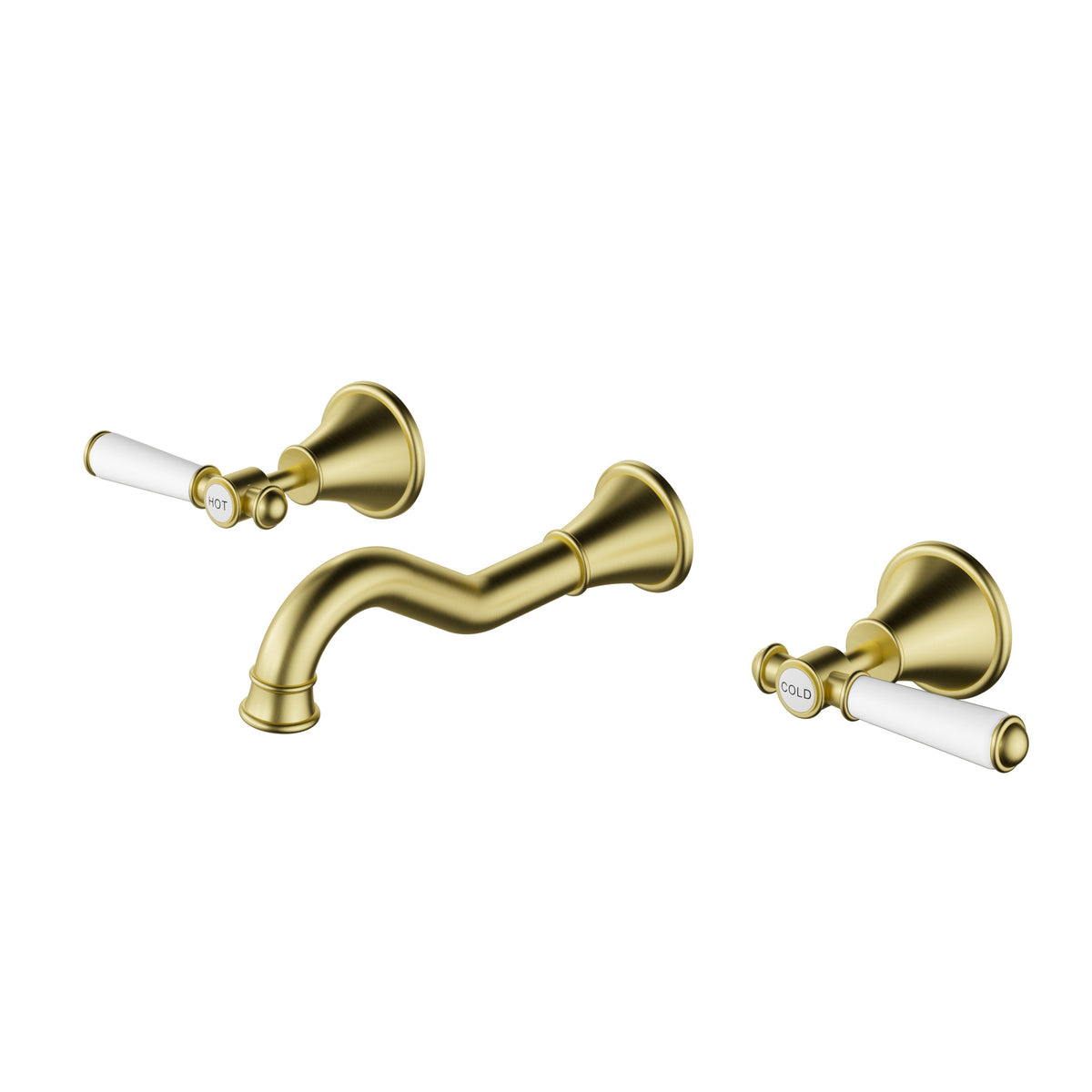 Ikon Clasico Bath Tap Set with Ceramic Handle in Brushed Gold