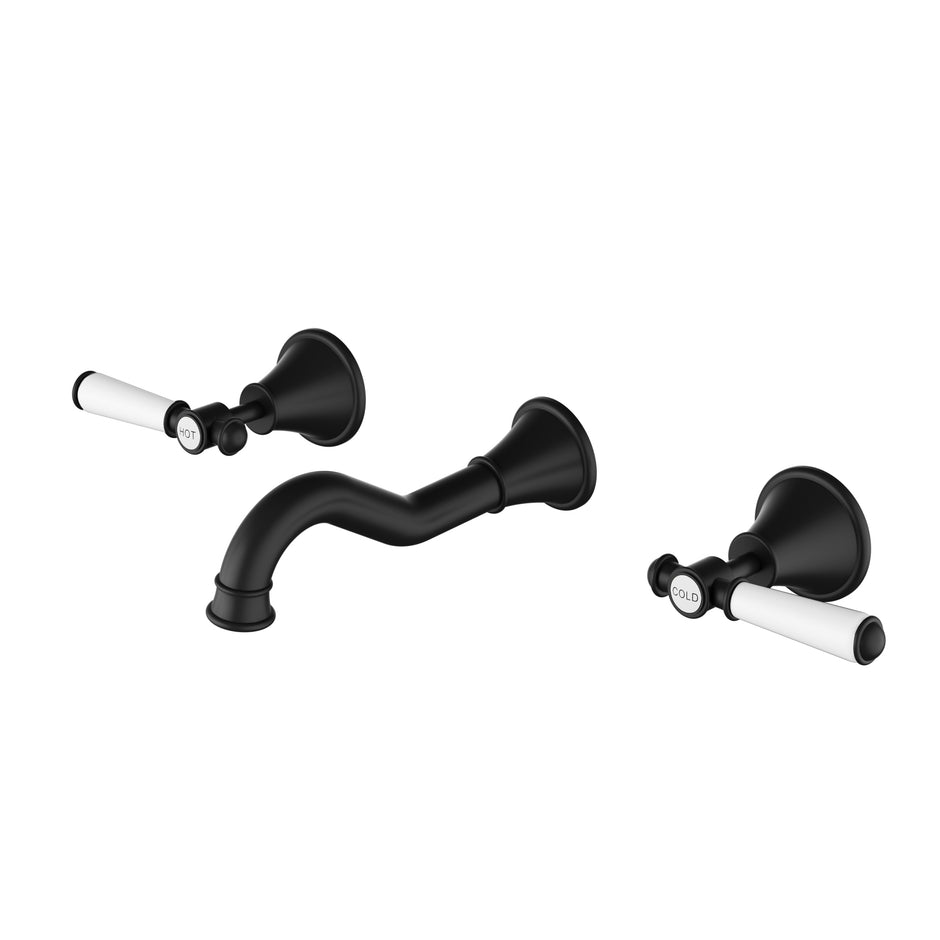 Ikon Clasico Bath Tap Set with Ceramic Handle in Matte Black