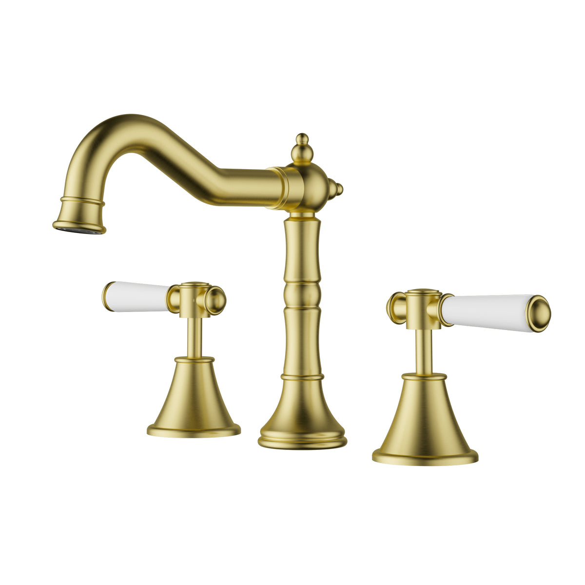Ikon Clasico Basin Tap Set with Ceramic Handle in Brushed Gold