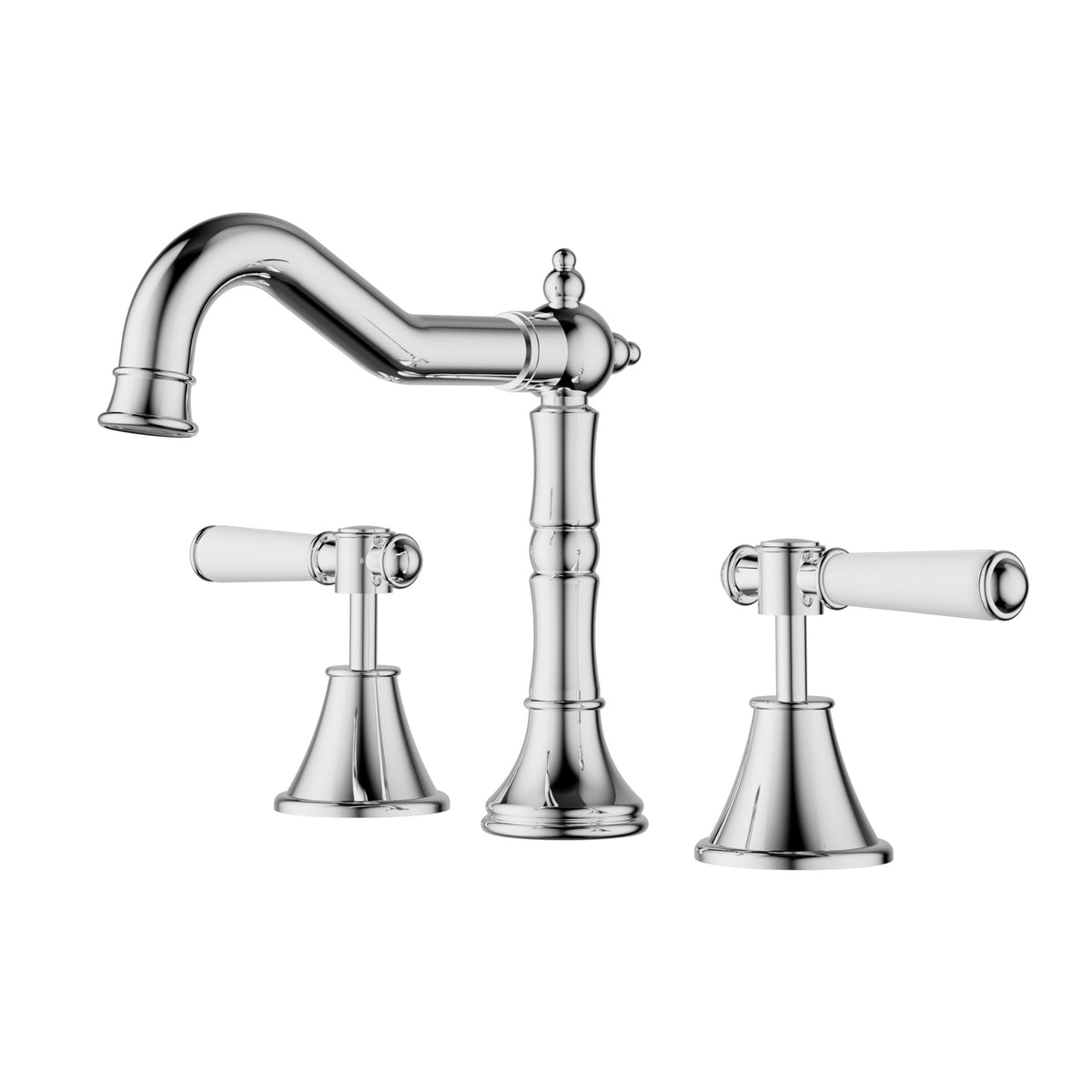 Ikon Clasico Basin Tap Set with Ceramic Handle in Chrome