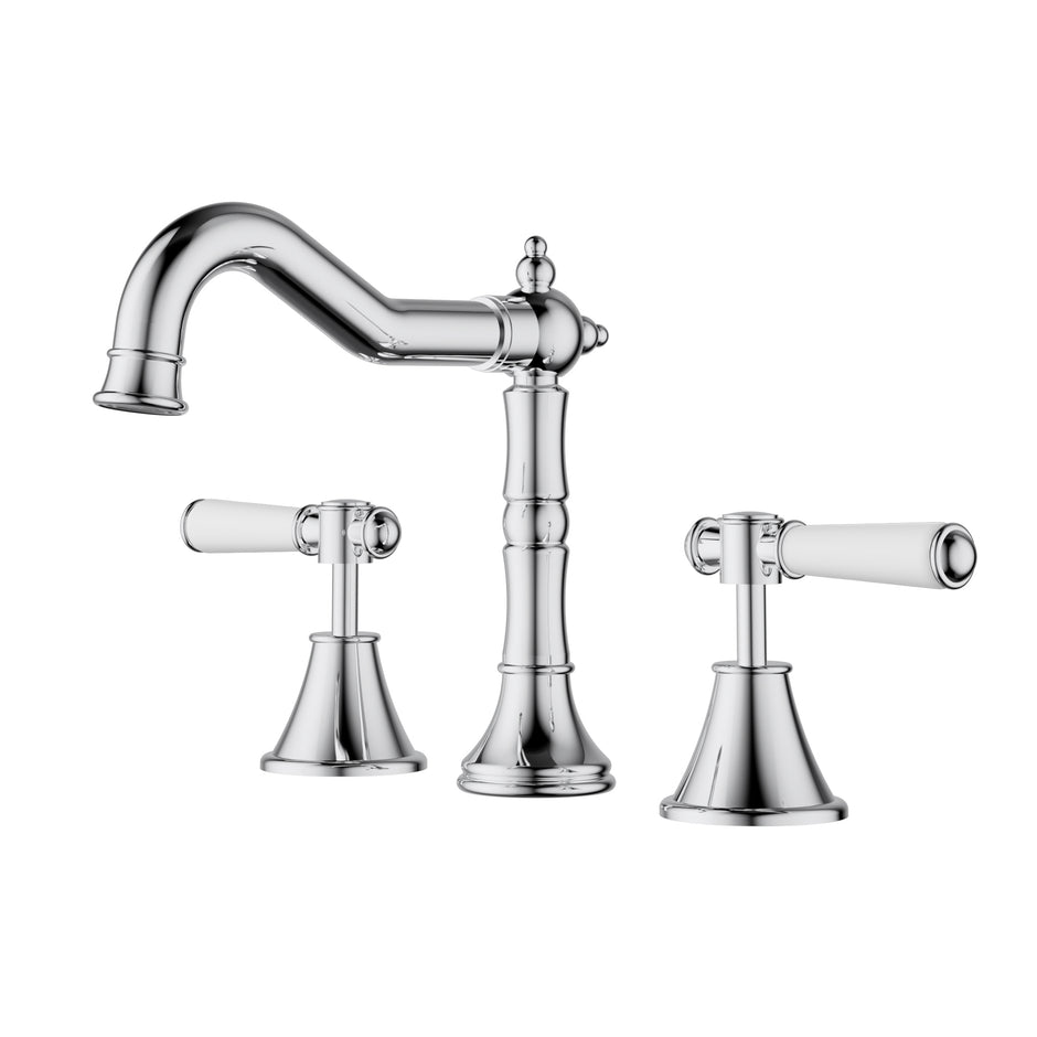 Ikon Clasico Basin Tap Set with Ceramic Handle in Chrome
