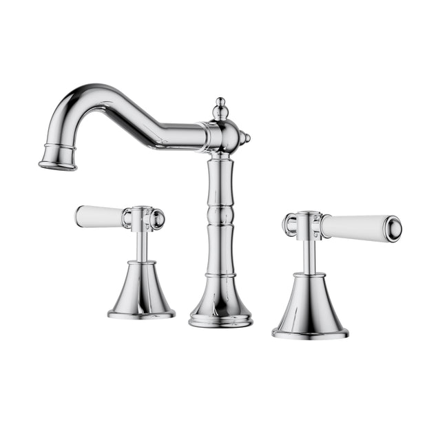 Ikon Clasico Basin Tap Set with Ceramic Handle in Chrome