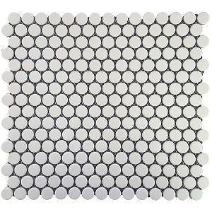 Penny Round White Gloss Porcelain Mosaic tile