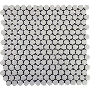 Penny Round White Matt Porcelain Mosaic tile