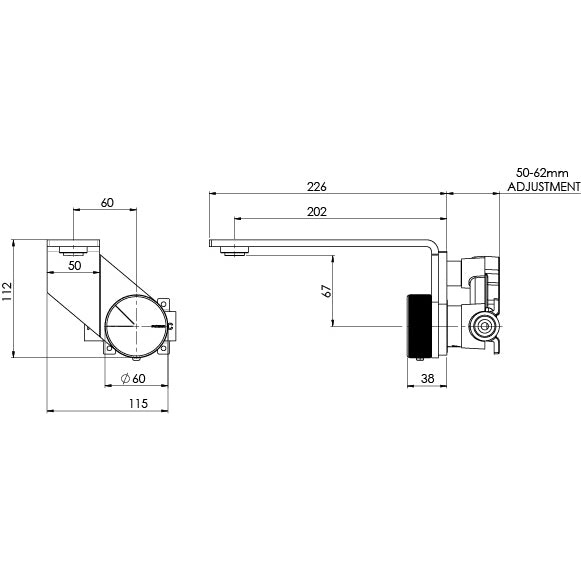 _Axia_Wall_Mixer_Set_Line_Drawing line drawing