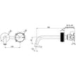 _Axia_Wall_Basin_Bath_Curved_Outlet_Mixer_Set_180mm_Line_Drawing line drawing