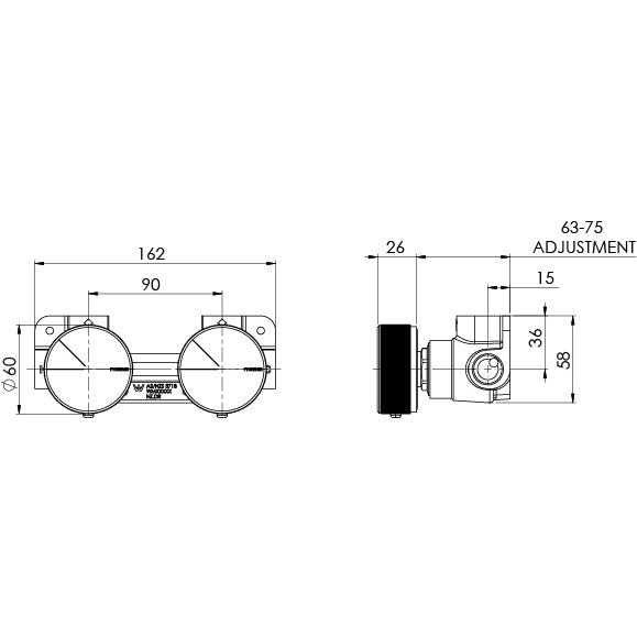 _Axia_Twin_Shower_Wall_Mixer_Line_Drawing line drawing