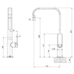 _Teel_Sink_Mixer_200mm_Squareline_Line_Drawing line drawing