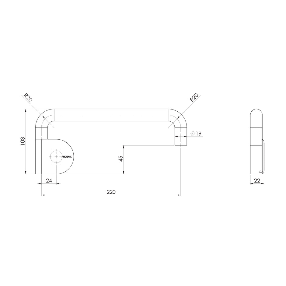 Designer Swivel Outlet Round line drawing