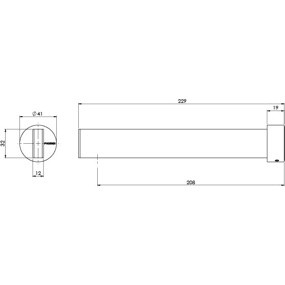 _Lexi_MKII_Bath_Outlet_200mm_Line_Drawing line drawing