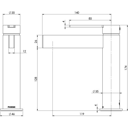 _Lexi_MKII_Basin_Mixer_Line_Drawing line drawing