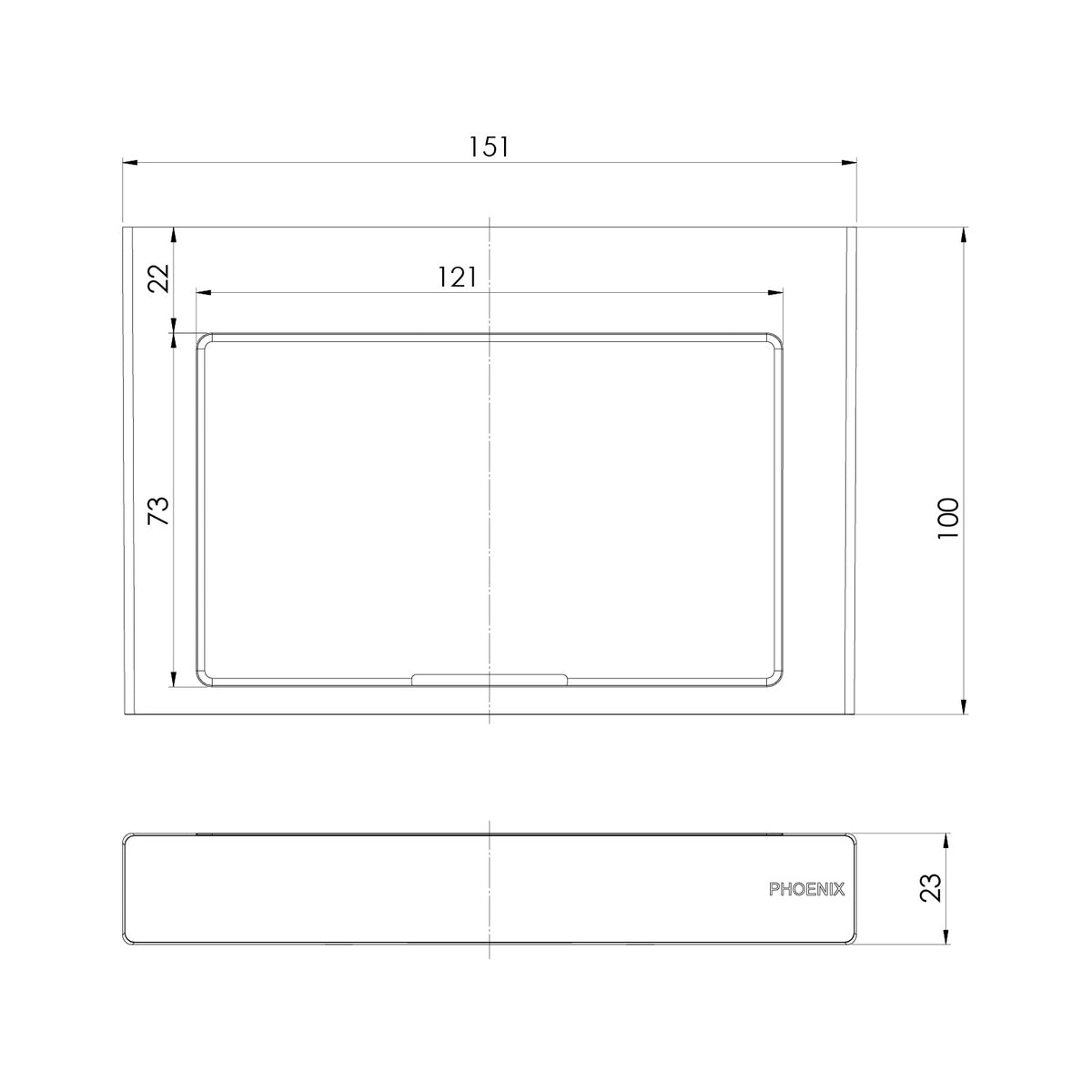 Lexi MKII Soap Dish line drawing