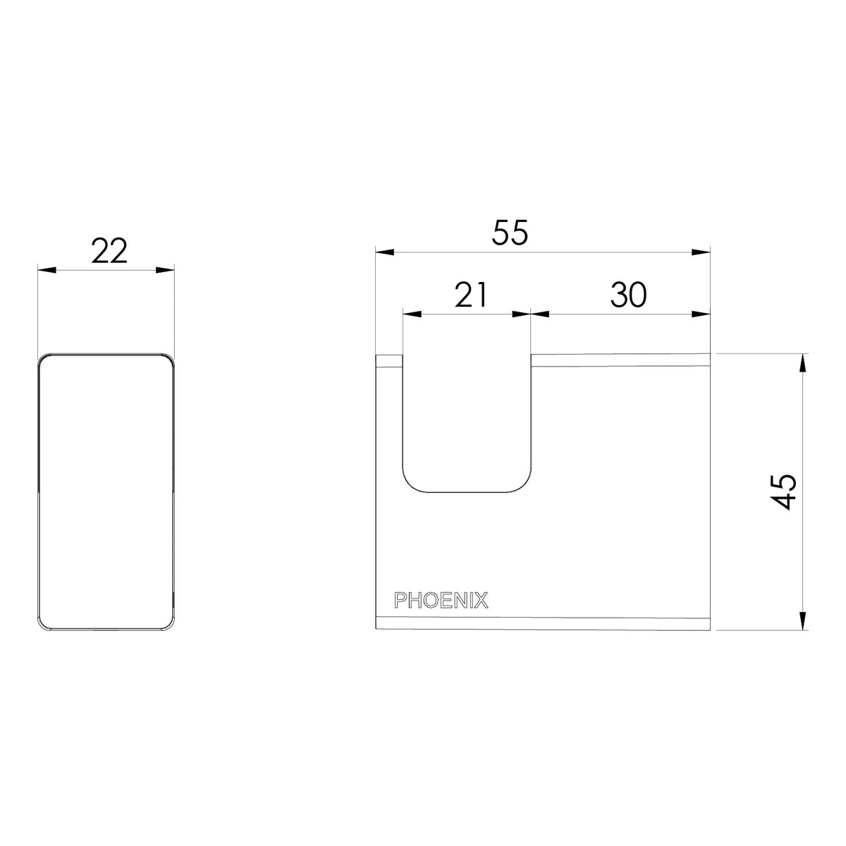 Lexi MKII Robe Hook Assy line drawing