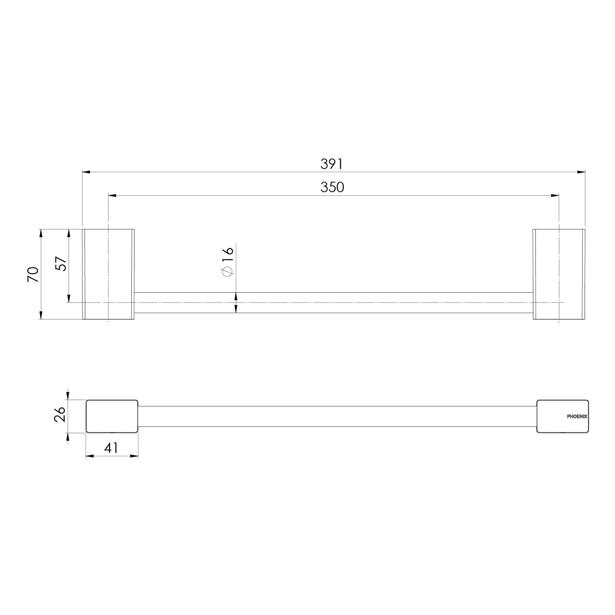 Lexi MKII Hand Towel Holder line drawing