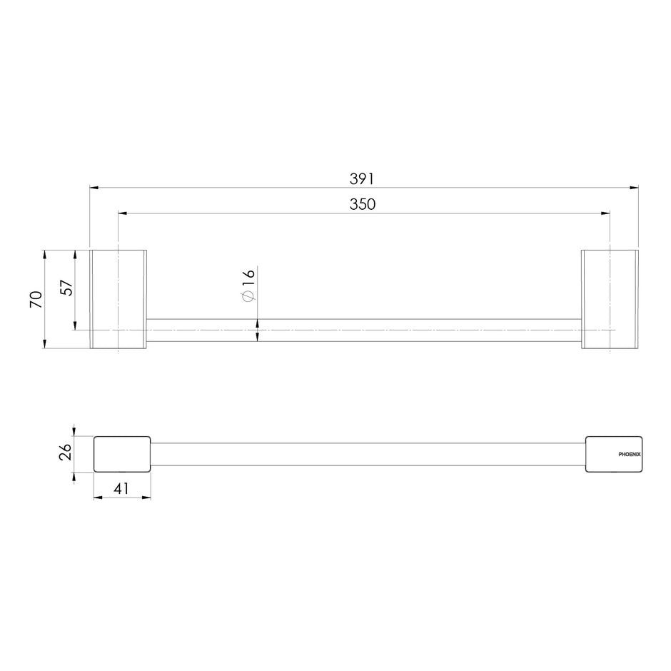 Lexi MKII Hand Towel Holder line drawing