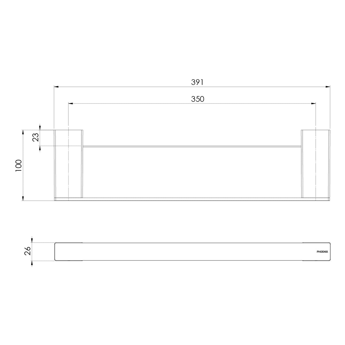 Lexi MKII Shower Shelf Assy line drawing