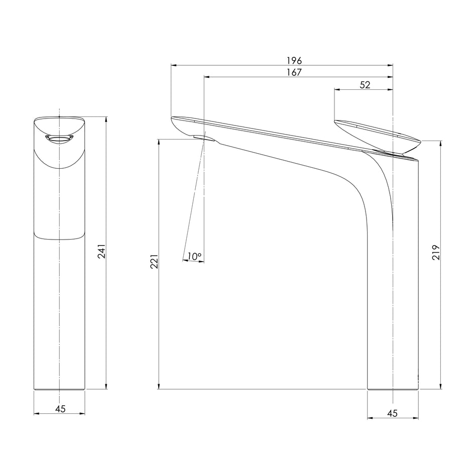 Nuage Vessel Mixer  scaled line drawing