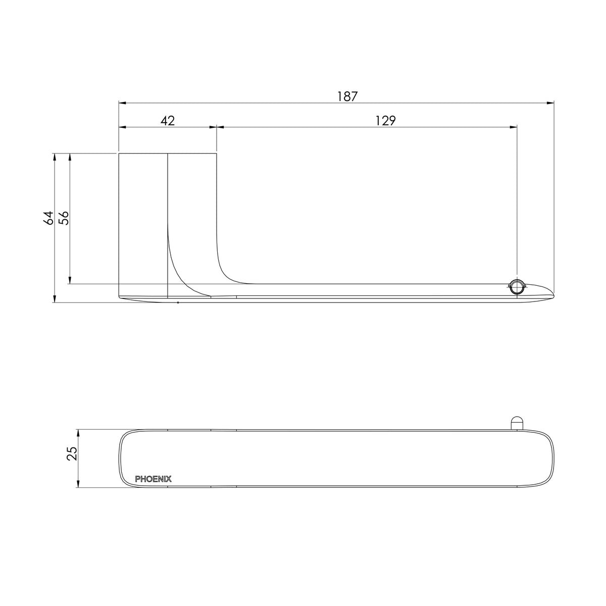 Nuage Roll Holder  scaled line drawing