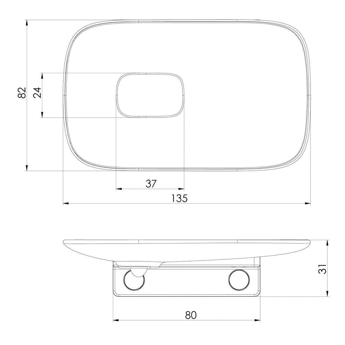 Nuage Soap Dish line drawing