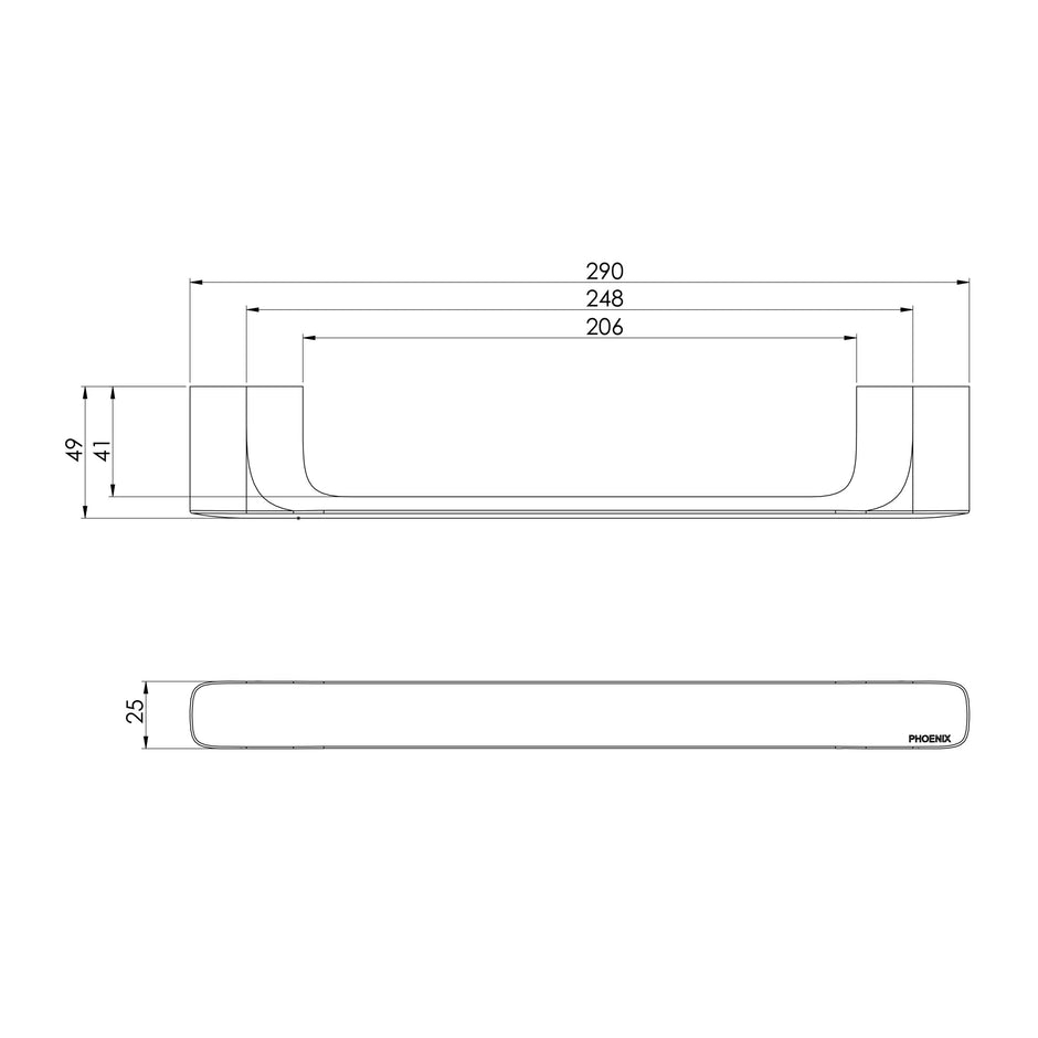 Nuage Hand Towel Rail  scaled line drawing