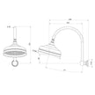 Cromford Shower Arm and Rose 200mm_ 1 line drawing