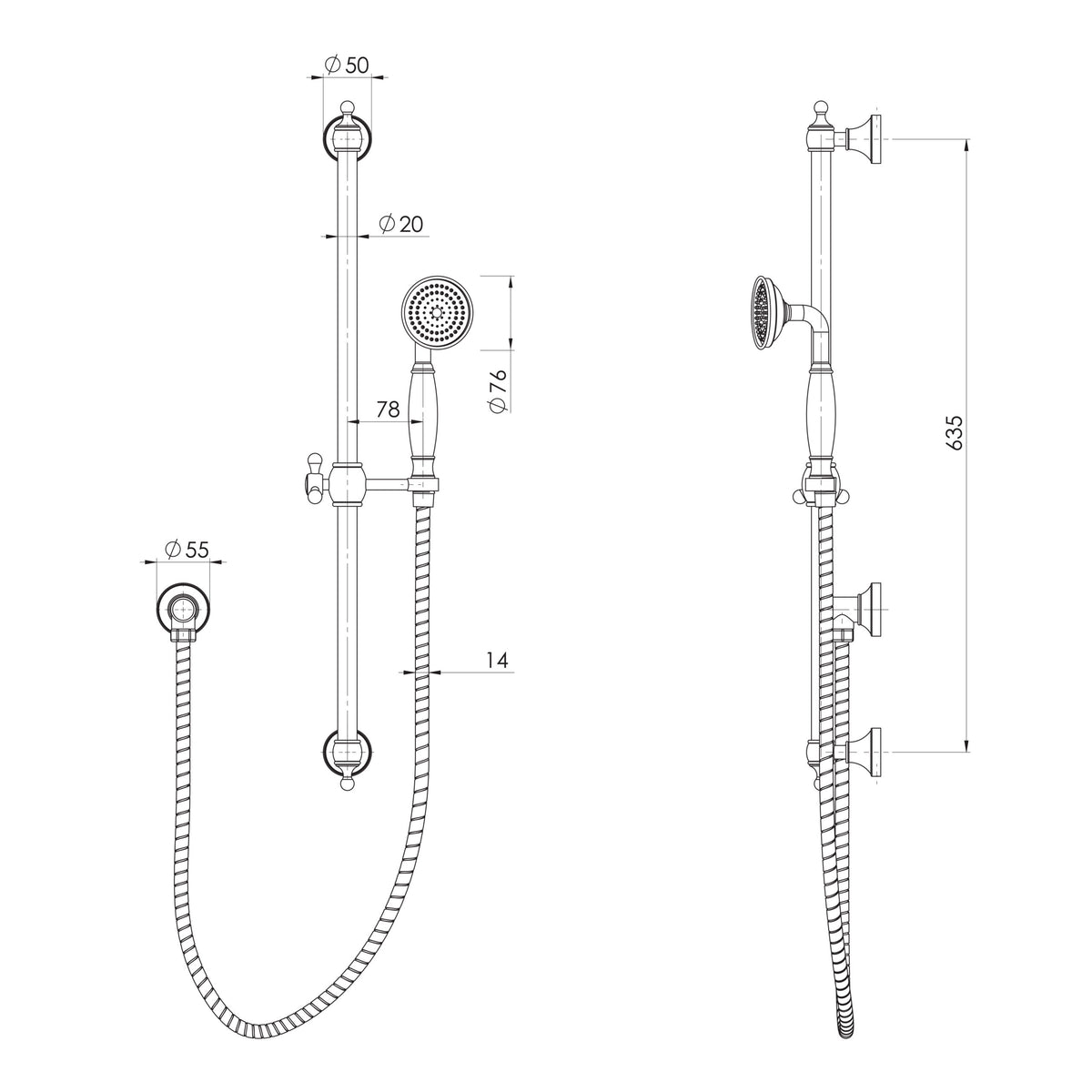 Cromford Rail Shower  1 scaled line drawing