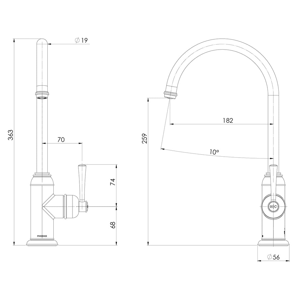 _Cromford_Sink_Mixer_line_drawing line drawing