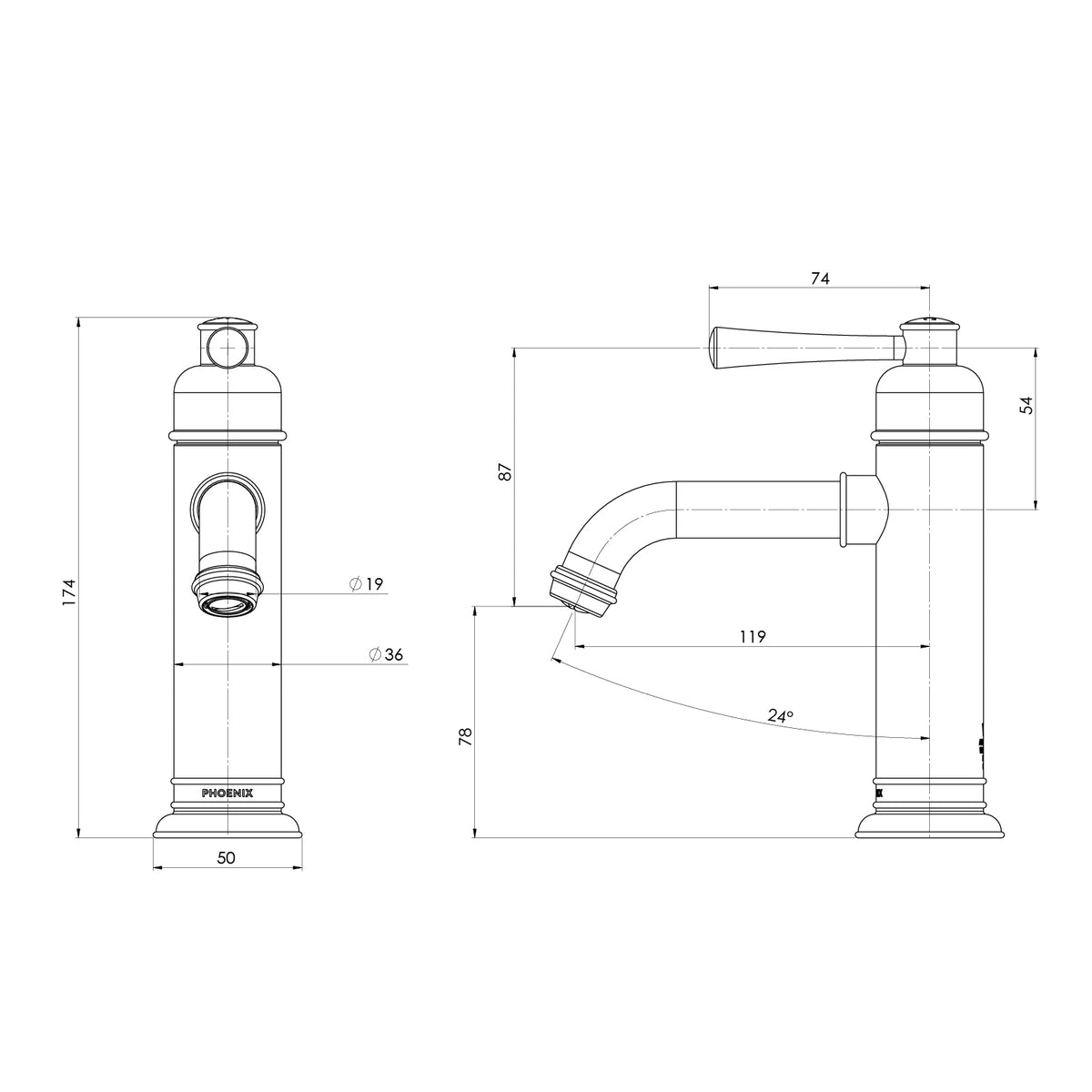 Cromford Basin Mixer Assem line drawing