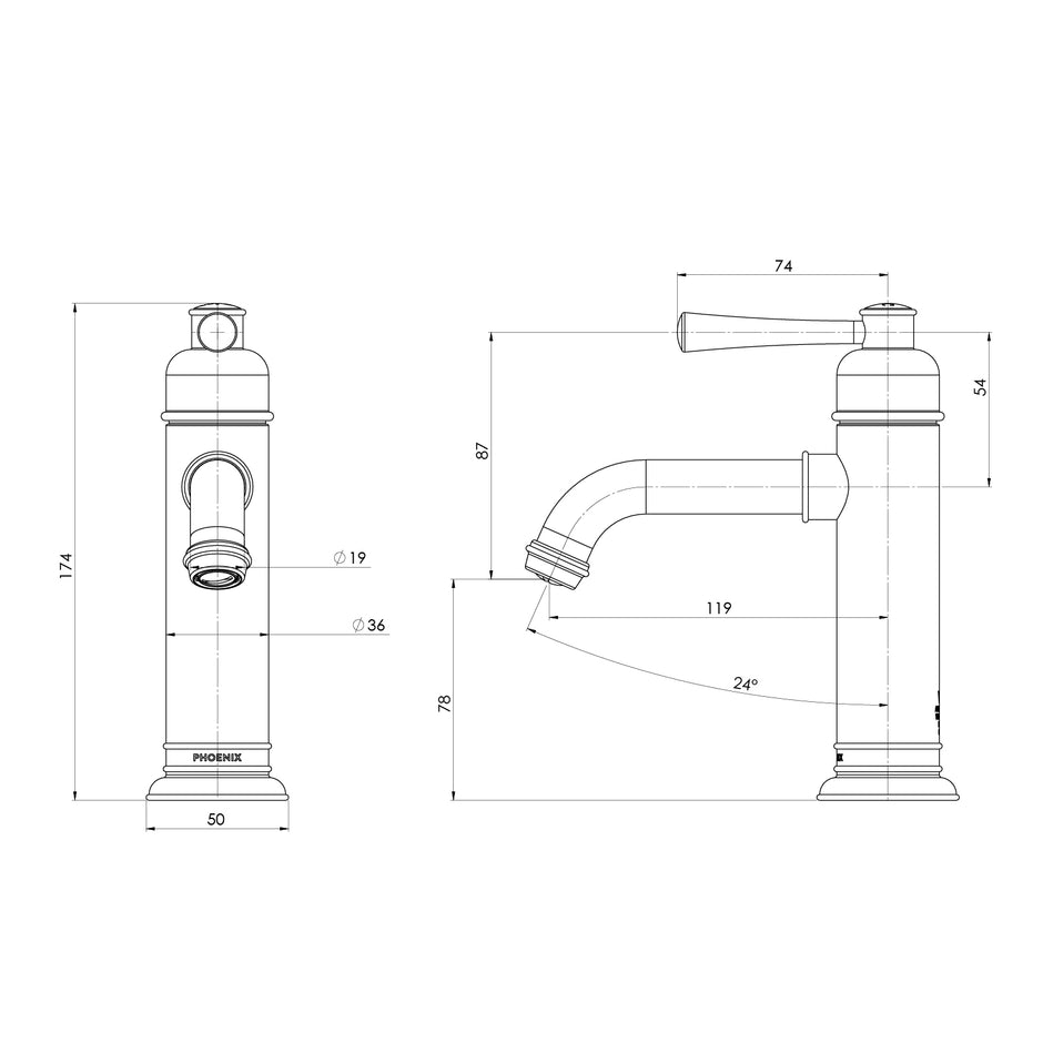 Cromford Basin Mixer Assem line drawing