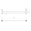 Cromford Double Towel Rail 800mm line drawing