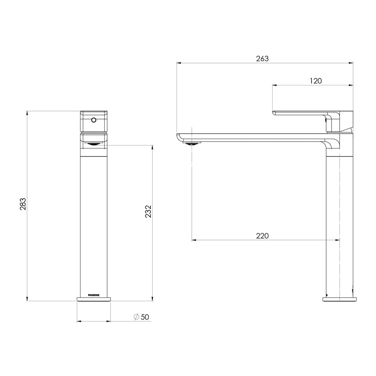 Gloss MKII Sink Mixer line drawing