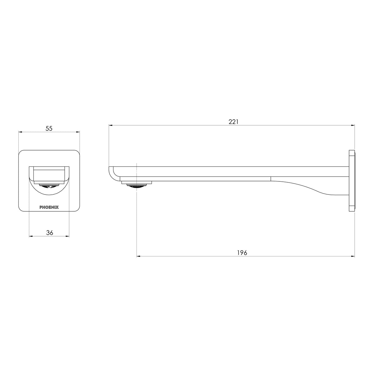 Gloss MKII Wall Outlet  scaled line drawing